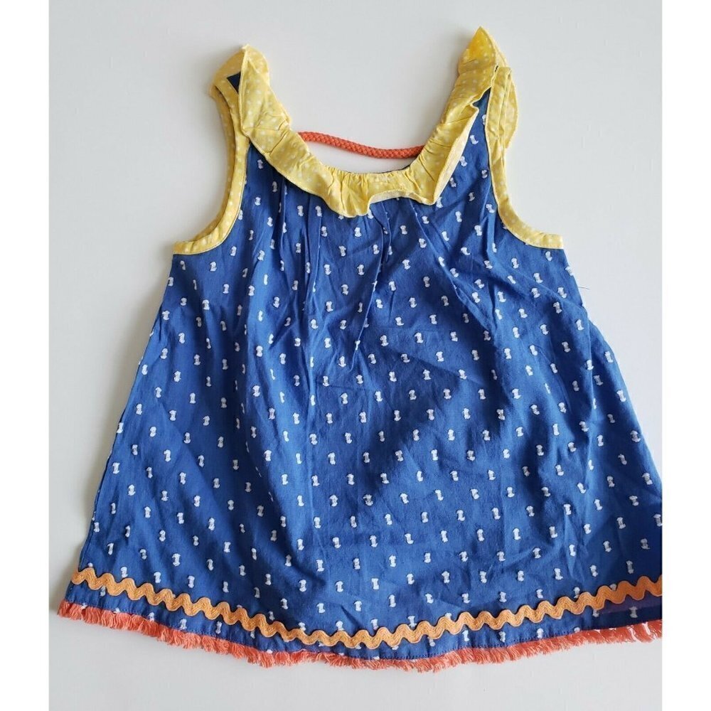 New Matilda Jane Wheelbarrow Race Tunic Sz 4 Blue Yellow Adventure Begins